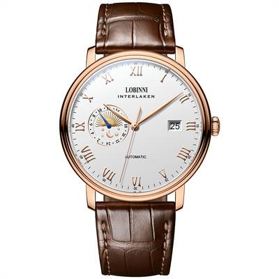 Đồng hồ nam chính hãng Lobinni LB12032G-D1 Kính Sapphire chống xước,Chống nước 50m,Máy cơ Automatic, dây da xin