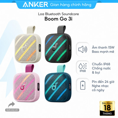 Loa bluetooth soundcore Boom Go 3i – 15W bass mạnh, pin 40H, chống nước và bụi IP68