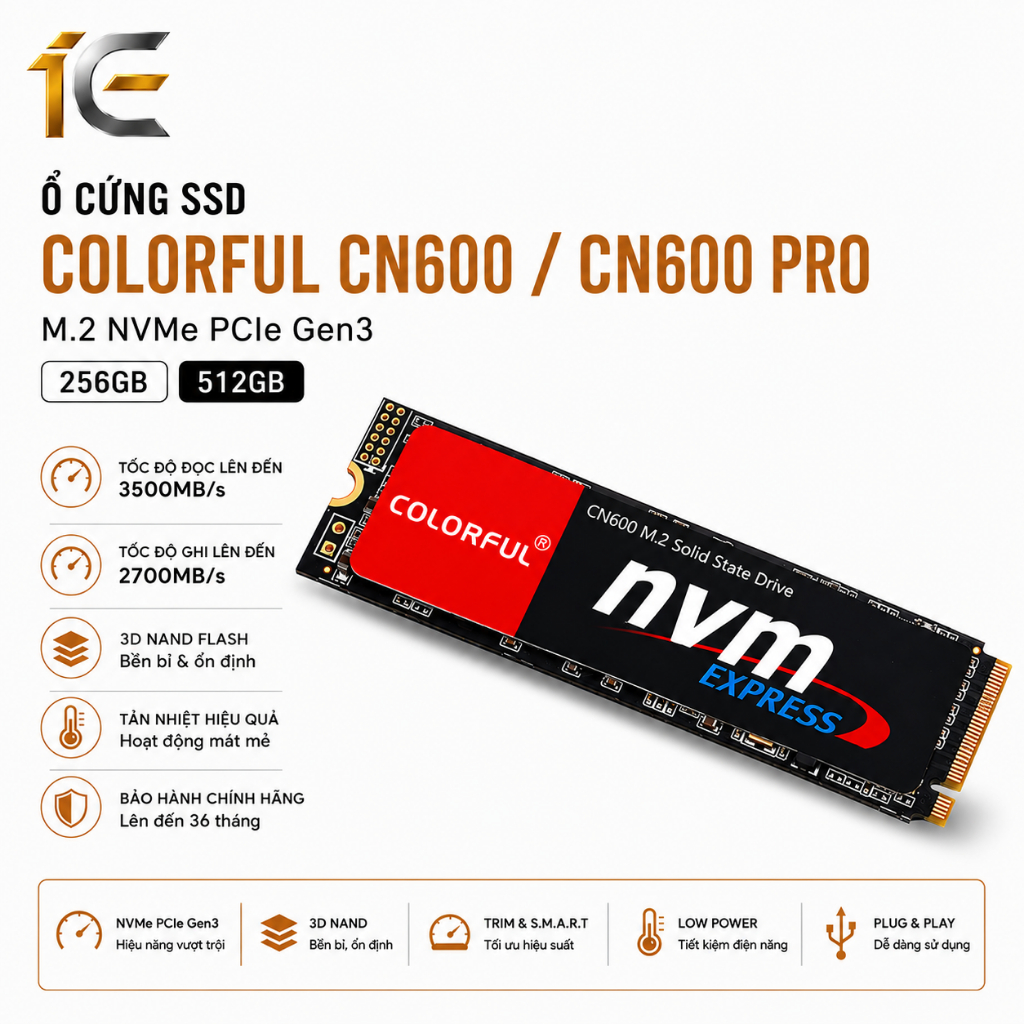Ổ cứng SSD Colorful CN600 / CN600 Pro 256GB 512GB M.2 NVMe PCIe Gen3 - BH 36th chính hãng