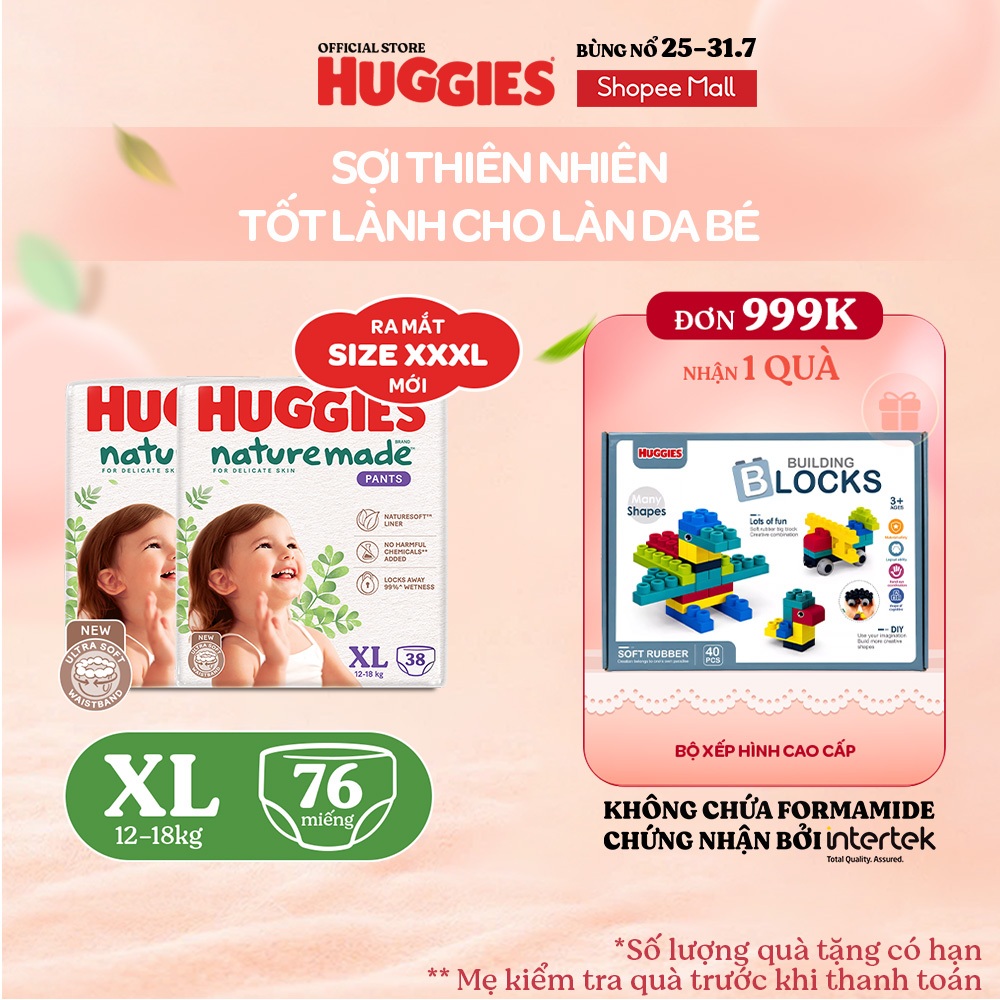 Combo 2 Tã Quần Huggies Platinum Nature Made XL38