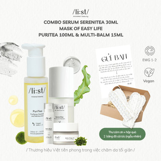 Trọn bộ Tối Giản LIST 4 sản phẩm PuriTea 100ml, SereniTea 30ml, MultiBalm 15g, Mask Of Easy Life 30g