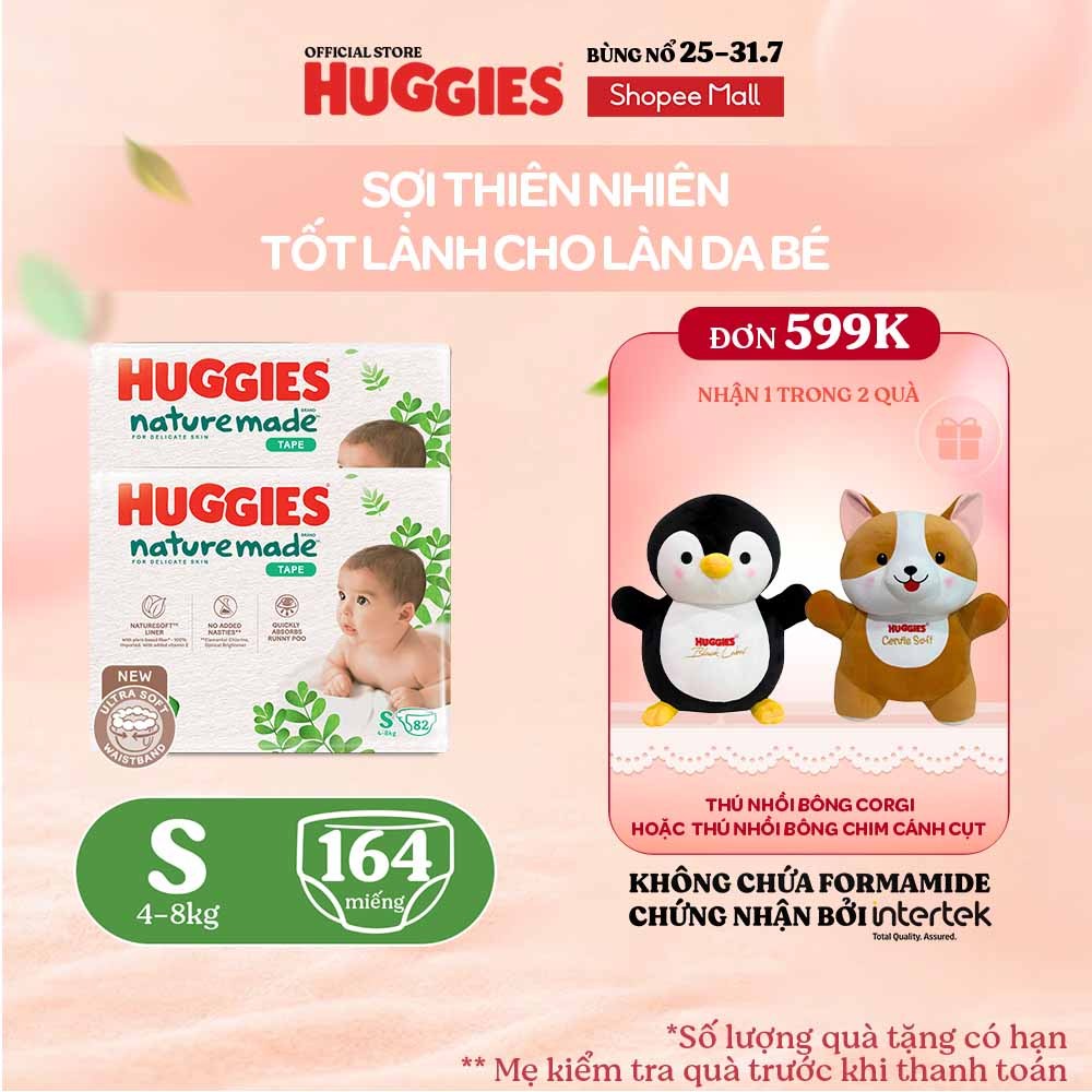Combo 2 Tã Dán Huggies Nature Made Size S82