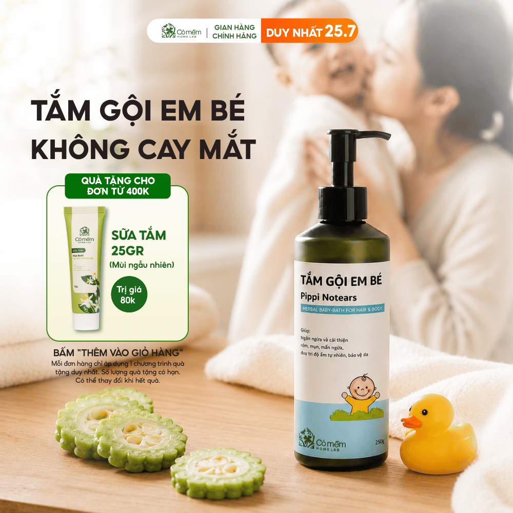 Sữa Tắm Gội Thảo Dược Cho Bé Yêu Pippi Notears Cỏ Mềm 250g