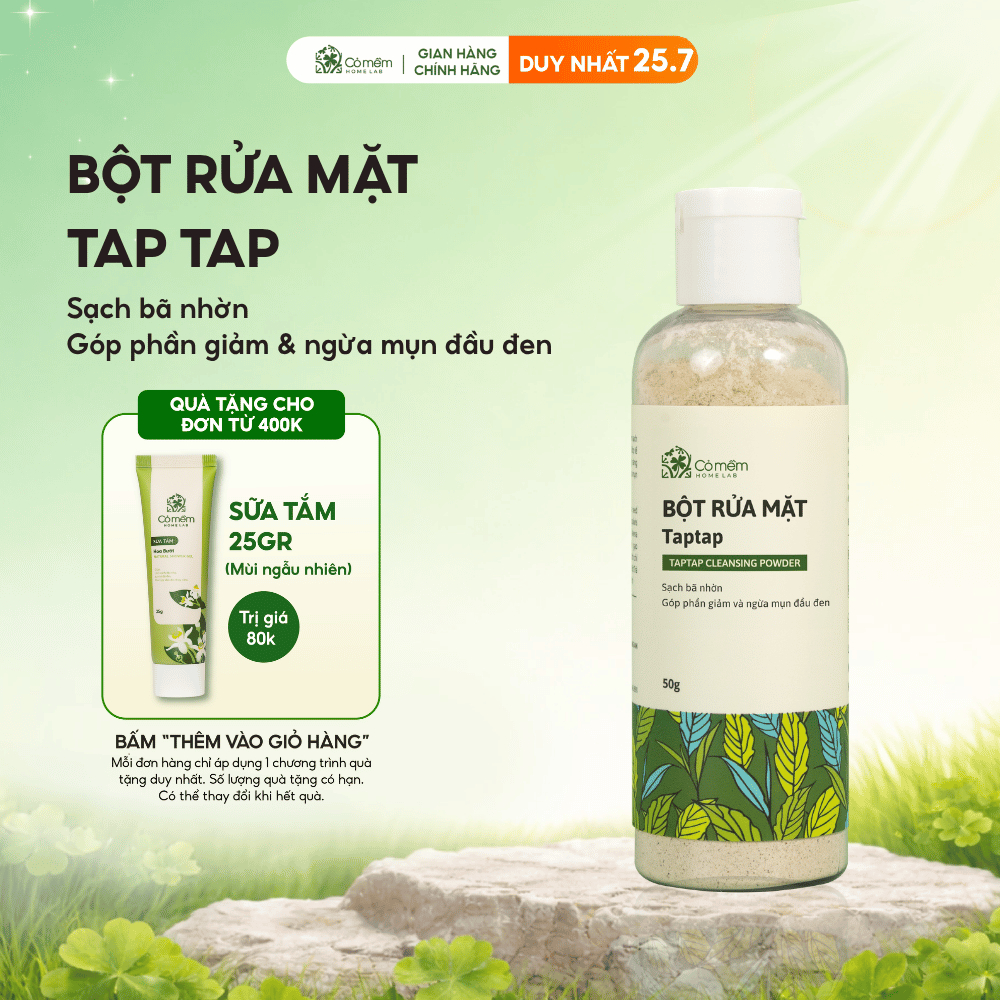 Bột Rửa Mặt Taptap Giảm Mụn Ẩn Mụn Đầu Đen Cỏ Mềm 50g