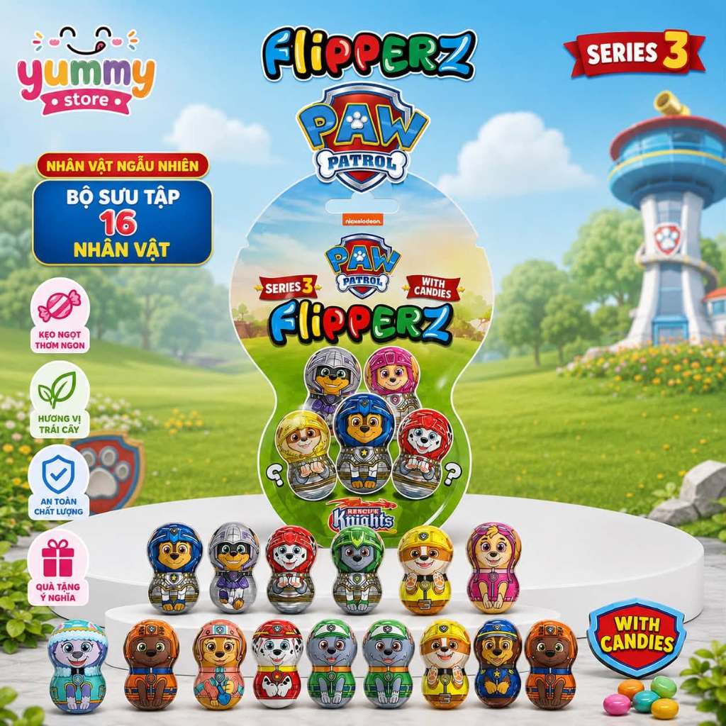 Kẹo Đồ Chơi Lật Đật Paw Patrol , PJ Mask Flipperz