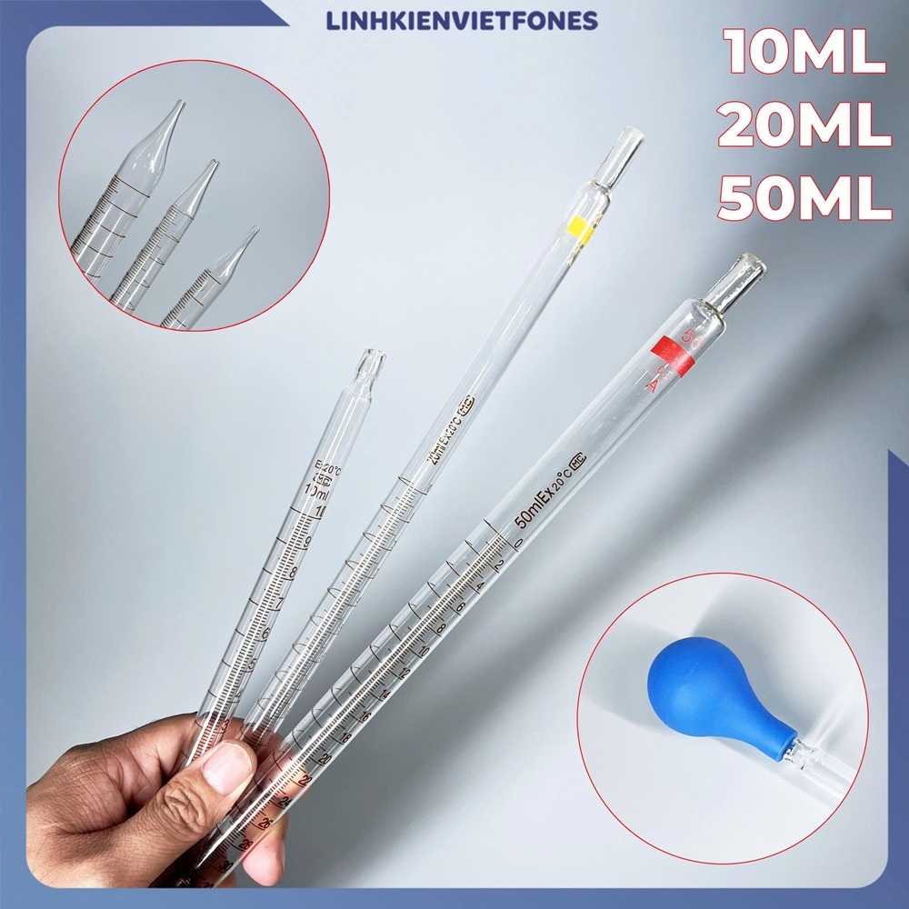 Pipet thủy tinh, ống hút dung dịch có chia vạch (5ml | 10ml)