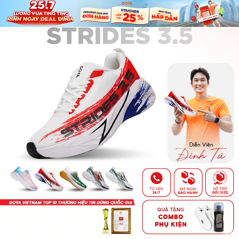 [Bản Nâng Cấp] Giày Thể Thao Chạy Bộ Nam Nữ GOYA STRIDES 3.5 Năm 2026 2- Êm Ái Vượt Trội, Thoáng Khí | BigBuy360 - bigbuy360.vn