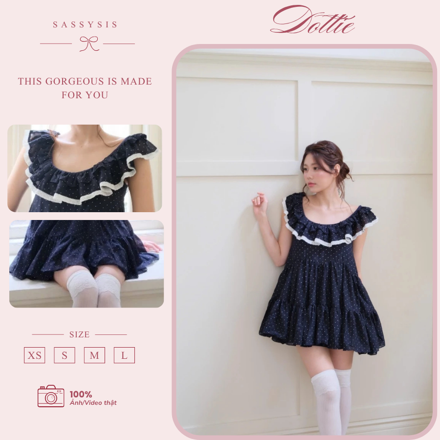 Dottie váy babydoll nữ tính vải boi voan