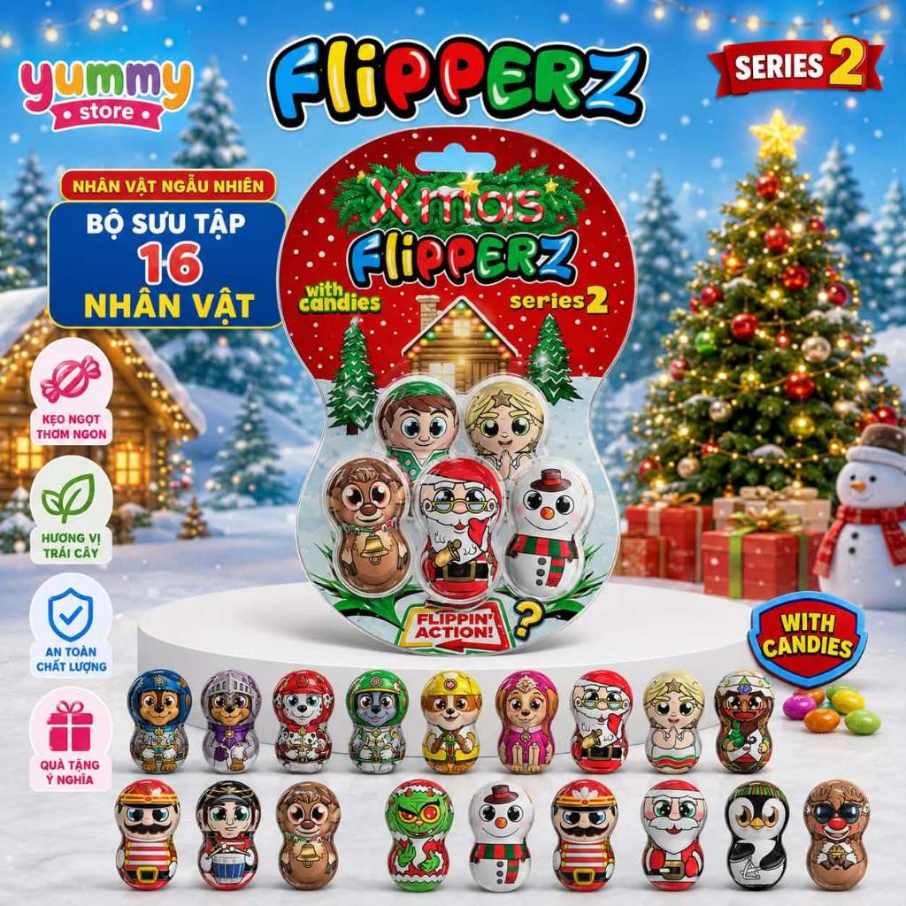 Kẹo Đồ Chơi Lật Đật Flipperz Xmas Series 2