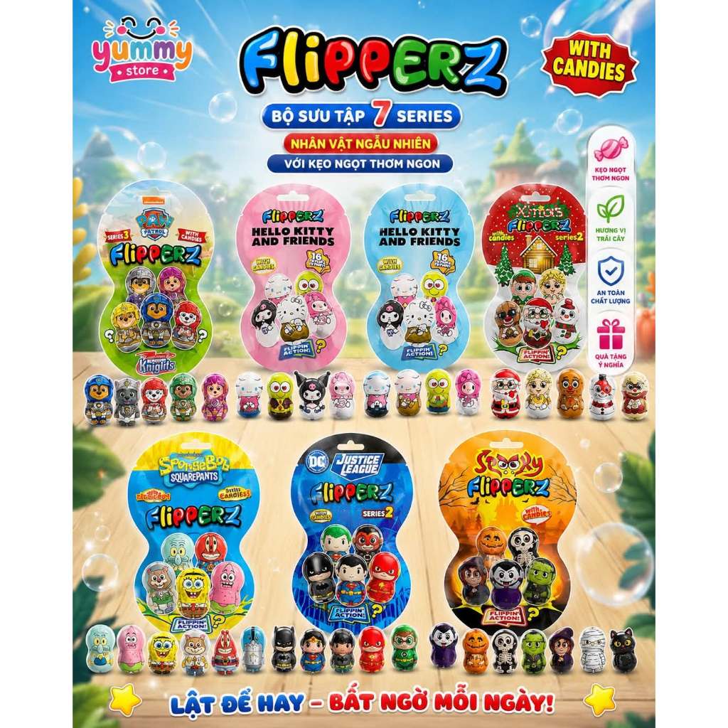 Kẹo Đồ Chơi Lật Đật Flipperz Các Loại