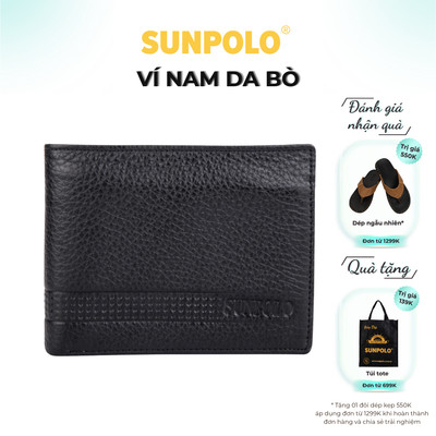  Ví ngang nam da bò SUNPOLO Đen - WSVH20