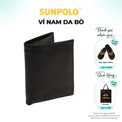 Ví đứng nam da bò SUNPOLO Đen Nâu - WSCT12