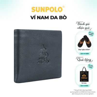  Ví ngang nam da bò SUNPOLO Đen Nâu - WS01DN