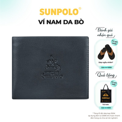  Ví ngang nam da bò SUNPOLO Đen Nâu - WS01DN