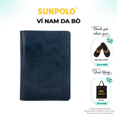  Bóp Ví Nam Da Bò SUNPOLO Nâu Xanh - WSCA52