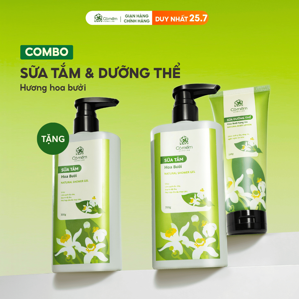Bộ Sữa Tắm Sữa Dưỡng Thể Thiên Nhiên Cỏ Mềm