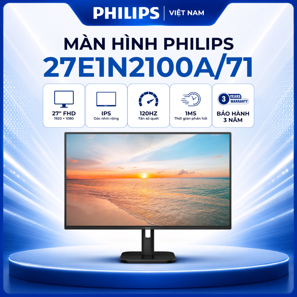 Màn hình Văn phòng PHILIPS 27E1N2100A/71 27 inch (FHD / IPS / 120Hz / 1ms) - HÀNG CHÍNH HÃNG
