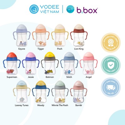 b.box Bình nước 360 độ có van chống sặc và tay cầm phiên bản Disney cho bé tập uống nước 240ml