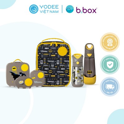 b.box Set hộp cơm trưa/đồ ăn vặt, túi đựng hộp cơm và bình nước phiên bản Batman cho bé