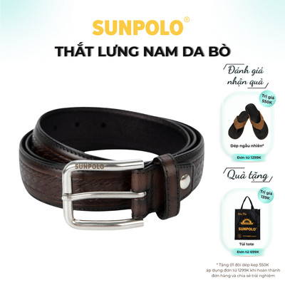 Thắt lưng nam da bò vân caro SUNPOLO BSMK47- 3 Phiên bản màu