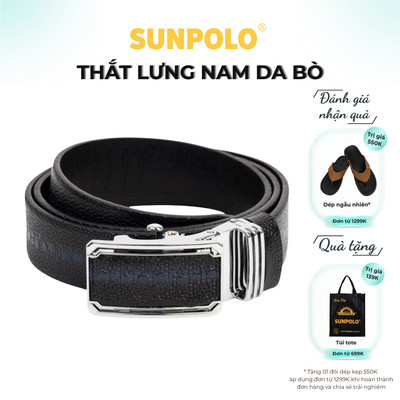  Thắt lưng nam da bò vân cá đuối SUNPOLO khóa cài tự động BSAL53