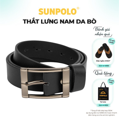 Dây nịt (Thắt lưng nam) da bò khóa kim SUNPOLO BELT55