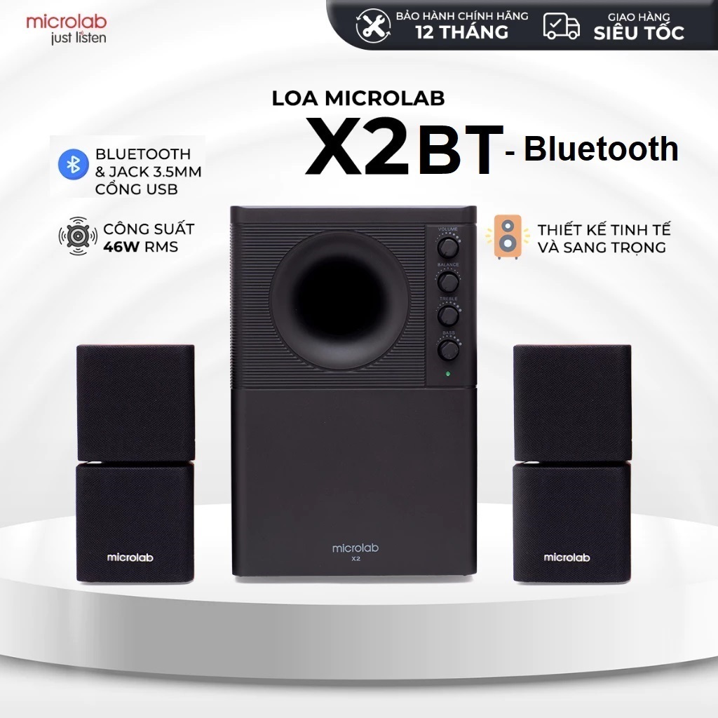 Loa Bluetooth Microlab X2BT 2.1 / M300BT Chính Hãng Bass Mạnh Công Suất 46W, Kết Nối Dây 3.5mm - Bảo