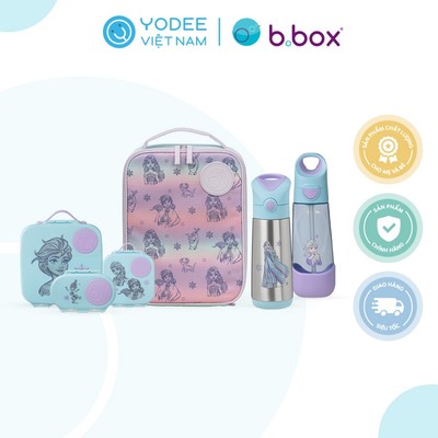 b.box Set hộp cơm trưa/đồ ăn vặt, túi đựng hộp cơm và bình nước phiên bản Frozen cho bé