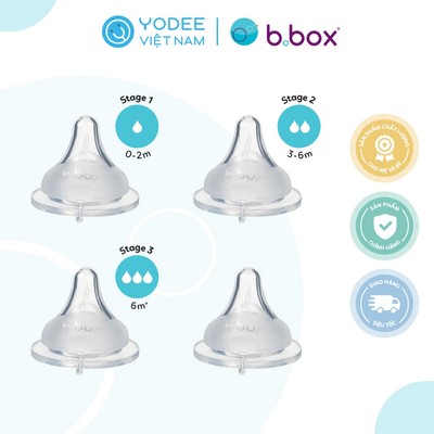 b.box Bộ 2 núm ti thay thế tiện lợi cho bình sữa PPSU phù hợp với từng giai đoạn của bé