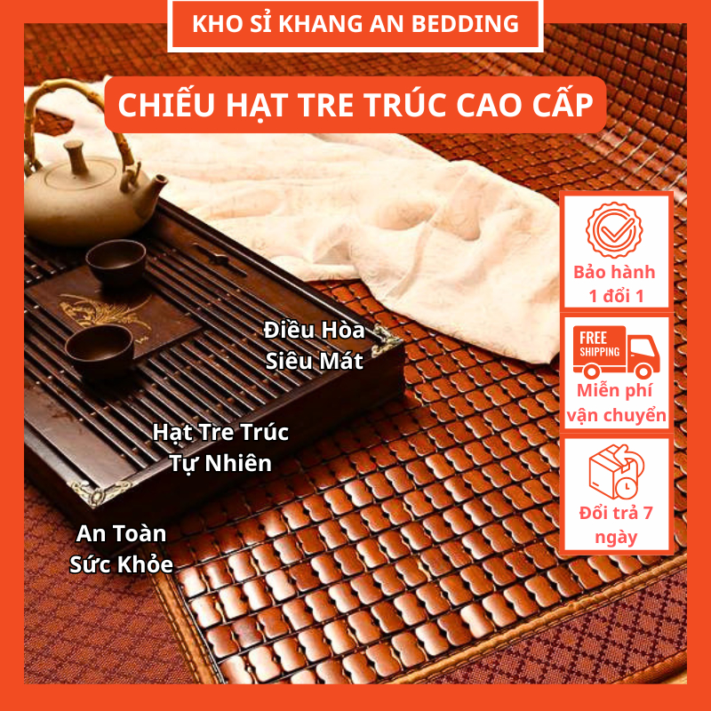 Chiếu Hạt Tre Trúc Khang An Cao Cấp - Chiếu Điều Hòa Mát Lạnh, Không Mối Mọt (Đủ Size Từ 80cm - 2m2)