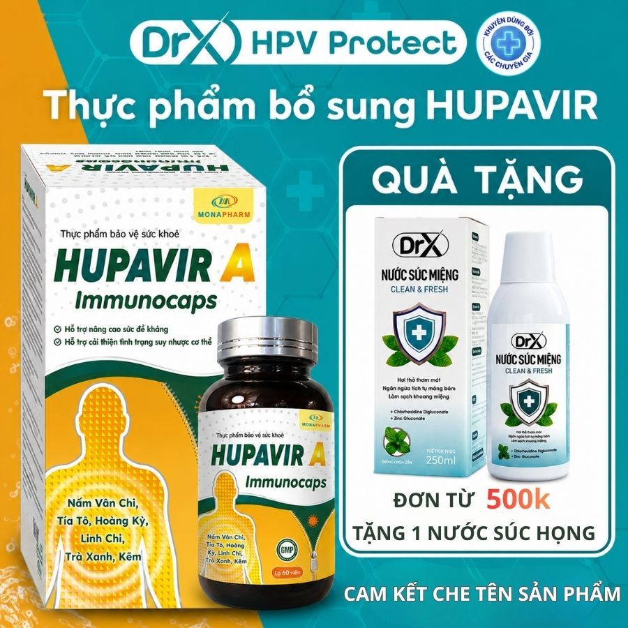 [Đào Thải HPV] Viên Uống HUPAVIR A Immunocaps Hỗ Trợ HPV, Sùi Mào Gà dùng cho người sức đề kháng kém