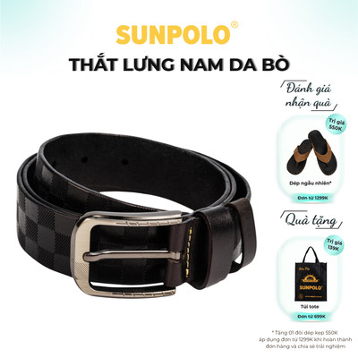 Thắt lưng nam da bò SUNPOLO Đen Nâu - BELT41