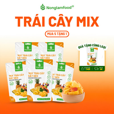 [5 Túi Tặng 1] Combo 5 Túi Mix Hỗn Hợp Trái Cây Sấy Dẻo Nonglamfood Túi 100g, Đồ Ăn Vặt Văn Phòng