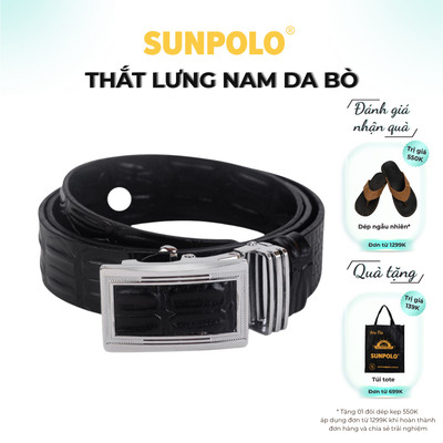  Thắt Lưng Nam Da Bò Khóa Cài Cao Cấp SUNPOLO Đen - BSAL02