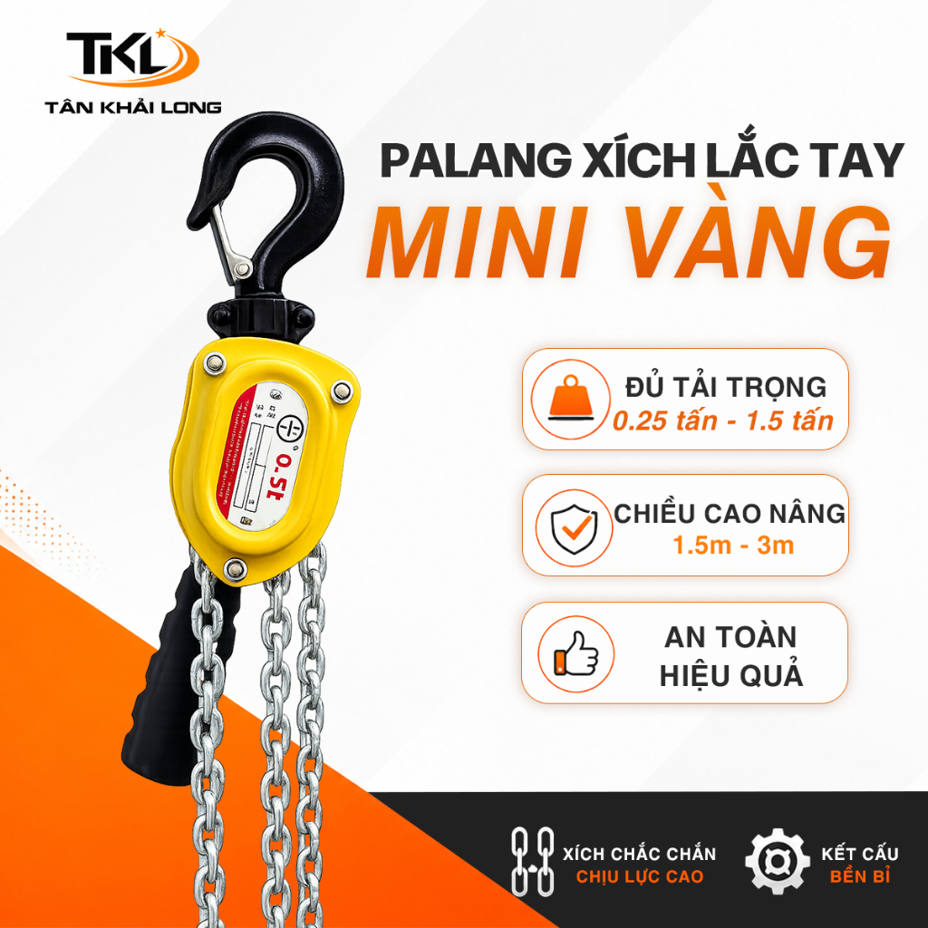 Palang lắc tay mini 250kg, 500kg, 750kg, 1500kg xích dài 3m, 6m sử dụng dễ dàng, tiện lợi mang theo