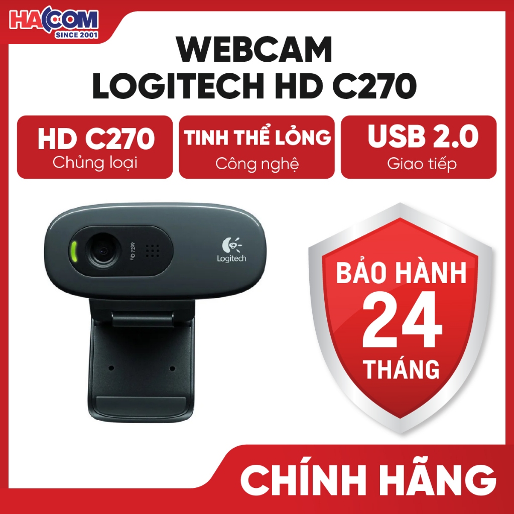 Webcam Logitech HD C270  - Bảo Hành 2 Năm HACOM PC