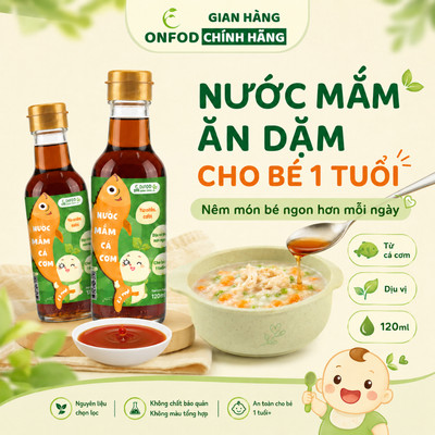 Nước mắm ăn dặm cho bé 1 tuổi Anpaso ONFOD nước mắm cá cơm giảm mặn chai 120ml