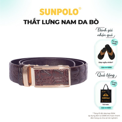  Thắt lưng nam da bò SUNPOLO Đen Nâu - BSAL01