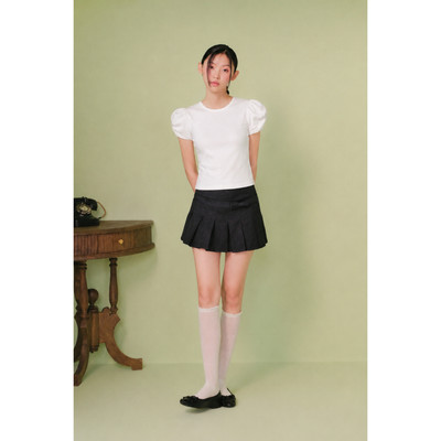 Áo OLV tay bồng  White Cotton Short Sleeves Top phù hợp đi học đi chơi