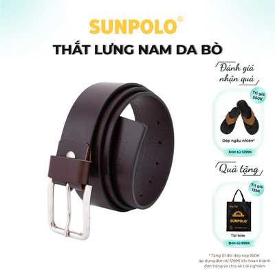 Thắt lưng nam da bò SUNPOLO Đen Nâu - BELT35