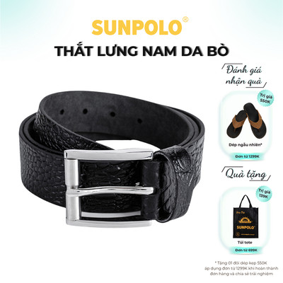  Thắt lưng nam da bò SUNPOLO Đen Nâu Bò - BELT06