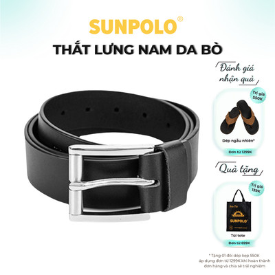 Thắt lưng nam da bò SUNPOLO Đen Nâu - BELT03