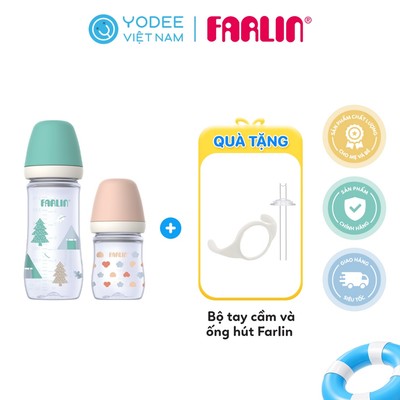 Farlin Bình sữa PP cổ rộng dễ vệ sinh, núm ti silicone siêu mềm chống đầy hơi cho bé