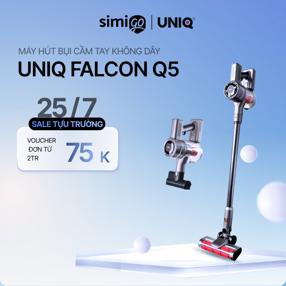 Máy hút bụi cầm tay không dây UNIQ Falcon Q5 cây hút bụi lau nhà giường nệm gia đình đa năng xe ô tô