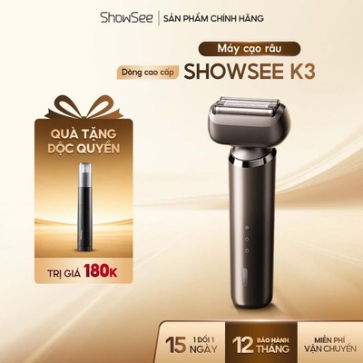 Máy cạo râu cảm biến thông minh Showsee K3 - Đầu cạo nổi 4D linh hoạt với lưỡi dao siêu mỏng không gỉ - chống nước IPX7