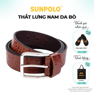  Dây nịt nam da bò SUNPOLO Nâu - BSBK32