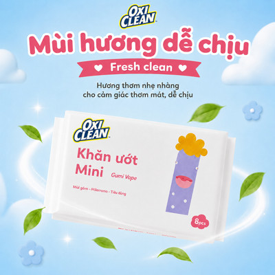 [QUÀ TẶNG KHÔNG BÁN] Lẻ 1 Gói Khăn Gumi Mini 8 Miếng Tiện Lợi - HSD 2029 - NSX in tại bao bì
