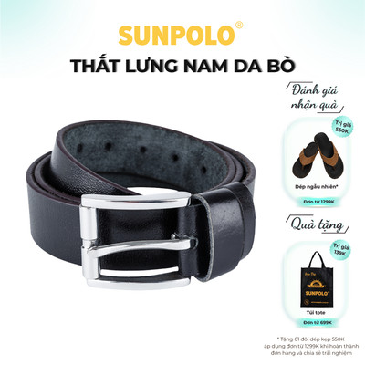 Dây nịt nam da bò SUNPOLO Đen Nâu - BELT05