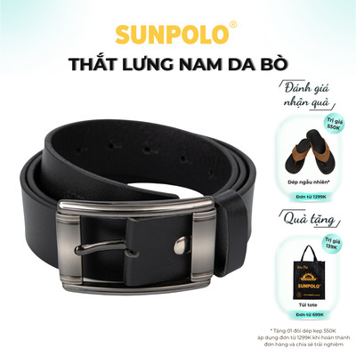 Dây nịt nam da bò SUNPOLO Đen Nâu - BELT01