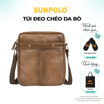  Túi đeo chéo nam da bò cao cấp SUNPOLO Đen TUI222
